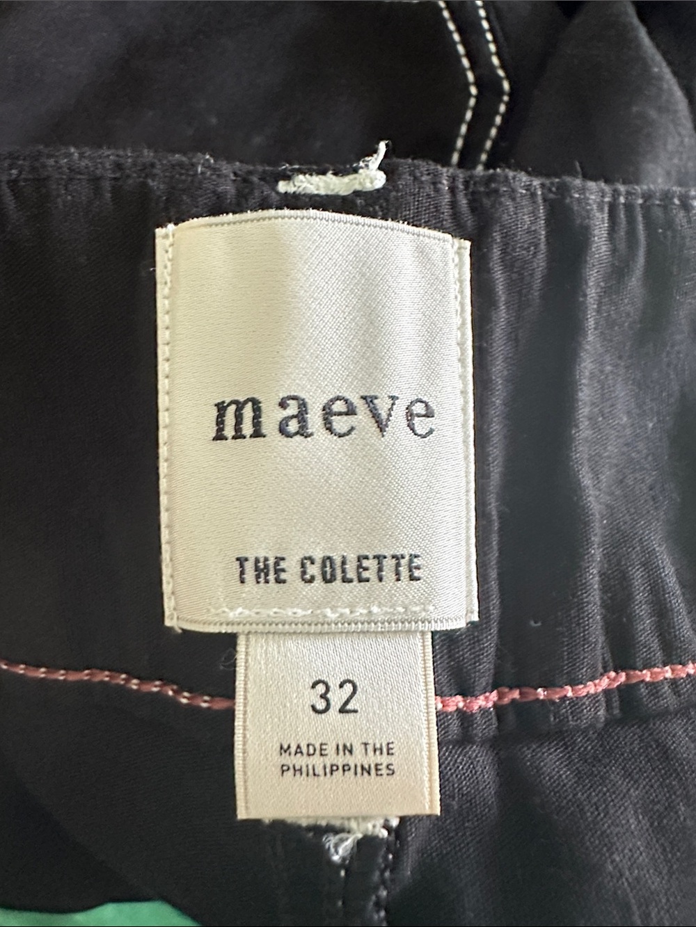 Anthropologie Maeve Colette Black Wide-Leg Pants with White Contrast Stitching - Picture 8 of 10